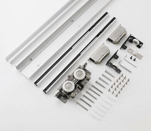 WEKIS Concealed Sliding Barn Door Hardware with Soft Close Mechanism Invisible <b>Magic</b> Trackless Two-way Buffer <b>Kit</b> Aluminium - Product Image 2