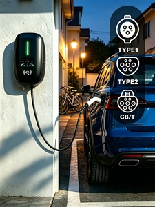 เครื่องชาร์จรถยนต์ไฟฟ้าแบบติดผนัง New Putainen TJ รุ่นเชิงพาณิชย์ 7-22kW GB/T 16A 220V ควบคุมผ่านแอป Tuya รองรับ RFID และ OTA - Product Image 1