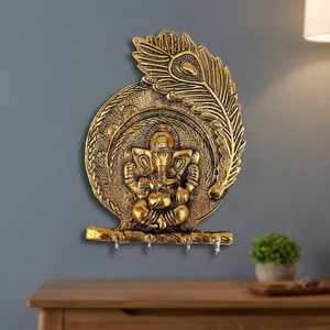 Décoration murale Ganesh avec porte-clés en métal, fer et plastique pour la décoration du salon ou l'organisation de la garde-robe - Product Image 5