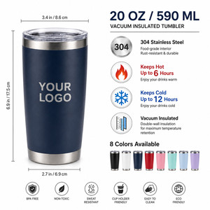Custom Logo 20oz Vacuum Insulated Tumbler Stainless Steel Double Wall Travel Mug with Straw for <b>Hot</b> and Cold Beverages Daily - Product Image 4