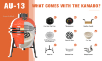 Barbecue Kamado en céramique AUPLEX de 13 pouces, portable, pour table, pour la cuisine en intérieur, en extérieur, pour les fêtes à la maison, le camping
