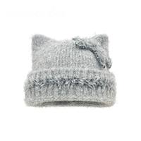 Bonnet en laine tricotée personnalisé avec logo chat mignon, chaud pour l'hiver, style Y2K Grunge, accessoires tendance, bonnet doux pour femme