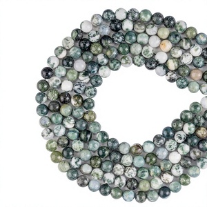 Natural <b>Moss</b> Agate 8mm Round Gemstone Loose Beads Polished Strand for Jewelry Making Wholesale - Product Image 1