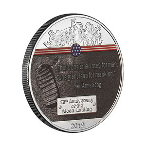 2019 US 50e anniversaire de la pièce commémorative de l'atterrissage sur la lune coloré <span class=keywords><strong>Apollo</strong></span> <span class=keywords><strong>11</strong></span> cadeau de collection en métal plaqué argent - Product Image 5