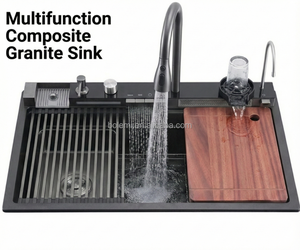 Fregadero de Granito Compuesto, Montaje Superior, Multifuncional, de 31 Pulgadas, Fregadero de Cocina Utilitario, Fregadero de Una Sola Tina de Piedra de Cuarzo con Accesorios - Product Image 3