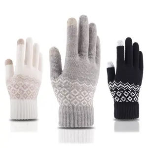 2020 Winter Neue Touch-screen-Strick Handschuhe Warm Halten Fleece Dicken Fingertip Jacquard Gestrickte Handschuhe