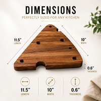 Planche à fromage triangulaire en bois d'acacia naturel, style fromage suisse, planche à charcuterie avec trous pour comptoir de cuisine, fête à domicile