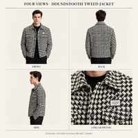 Blouson matelassé en toile unie pour homme, noir et blanc, avec fermeture éclair, col montant, poches à rabat vintage, imperméable, coupe-vent, style streetwear