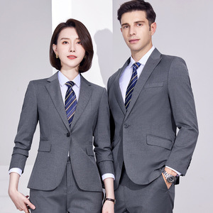 Unisex Suit Set Slim Fit Single Button Acetate Fiber Formal Workwear For Hotel Office 4S Store Uniforms - Product Image 1
