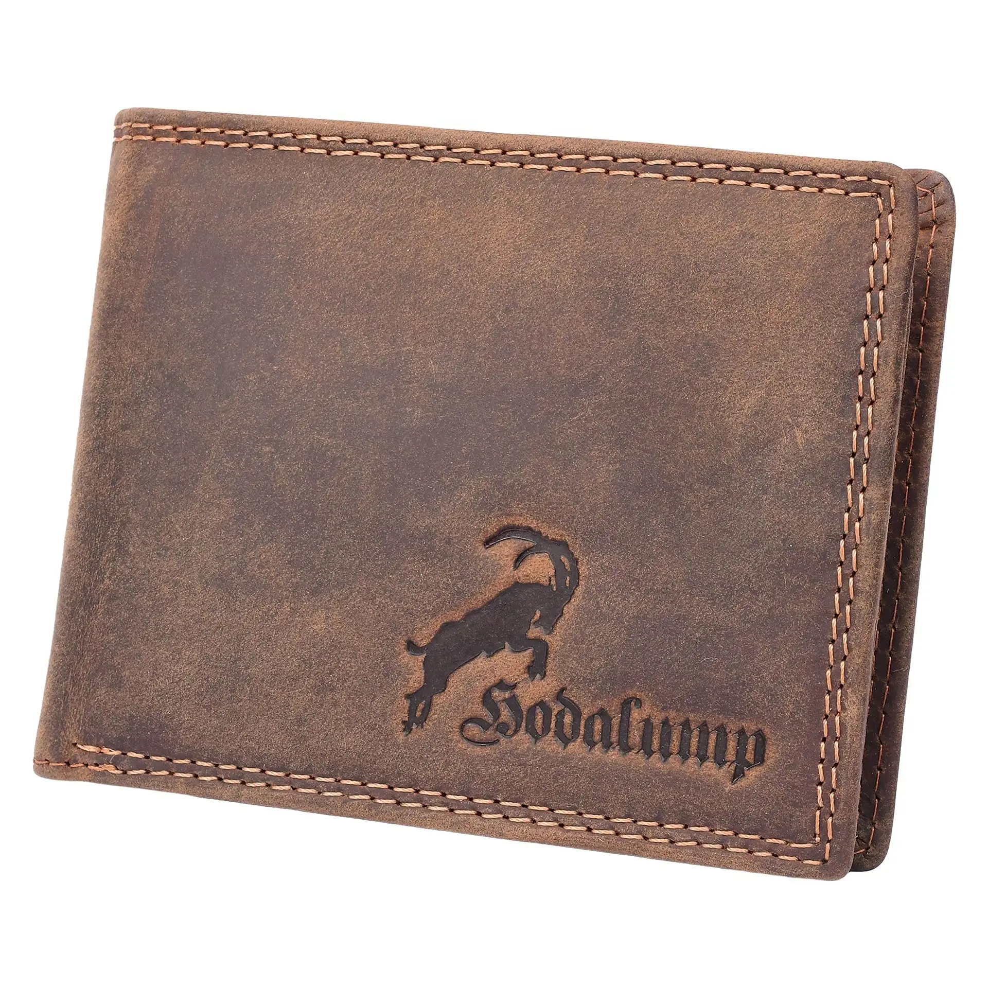 Dompet kulit lapisan pertama pria, tas koin gesper grosir, klip uang, dua lipatan sederhana, dompet nol terbuka