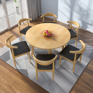 Solid Wood Round <b>Dining</b> <b>Table</b> Natural Color 1M Multipurpose <b>Dining</b> Room Furniture - Product Image 2
