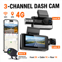 Caméra embarquée 3 canaux 3 voies 2K+1080p+1080p Wifi GPS DVR 4G avec surveillance de stationnement 24h/24 et vision nocturne