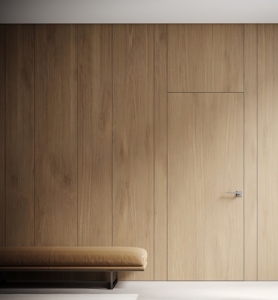2025 <span class=keywords><strong>puertas</strong></span> interiores de madera maciza para dormitorio con diseño minimalista paneles de puerta decorativos ocultos instalados en el sitio - Product Image 4