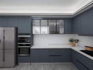 Youya alta lucentezza moderna cucina isola Design armadio grigio/bianco fornello armadietto frigorifero cucina acciaio inox - Product Image 4