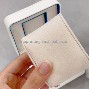 Boîte à montre de luxe en cuir PU blanc avec bordure bleue, étui de rangement et d'emballage cadeau haut de gamme pour une seule montre - Product Image 3