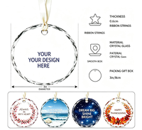 Ornement en verre rond en cristal gravé avec logo personnalisé, ornements suspendus en cristal vierge pour la décoration / Pendentif en verre de cristal