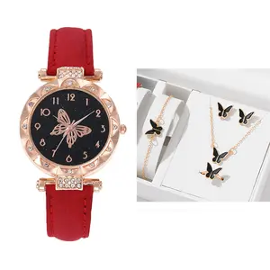 Customized Fashion Design Women's Watch Gift Set Women's Watch Bracelet Earring Ring Necklace Five Piece Set