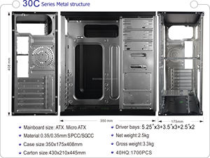Boîtier d'ordinateur de bureau ATX pour joueur avec baie de lecteur externe 5,25 pouces - Product Image 3
