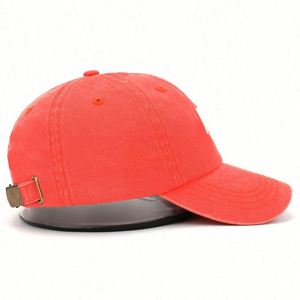 New Arrival 6 Panel Custom Fashion Female Unstructured Washed Cotton Red Adjustable Embroidery Logo Baseball <b>Hat</b> - Product Image 5