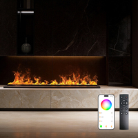 Cheminée électrique autoportante en acier de luxe moderne avec flammes LED multicolores 3D atomisées, effet vapeur d'eau et contrôle par application à distance