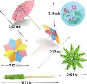 Factory Direct Disposable Wooden Party Picks Parasol Cocktail Picks Umbrella Cocktail Umbrella Toothpicks For Drink And Party