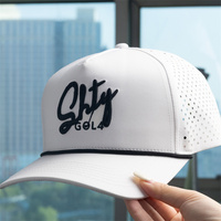 Gorra de Béisbol de 5 Paneles para Hombre de Alta Calidad con Logotipo Bordado y Corte Láser en Material de Nailon, Impermeable, Deportiva, con 5 Cordones