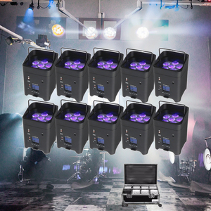 10pcs 6x18W không dây Battery Powered DMX WIFI <span class=keywords><strong>LED</strong></span> uplight mệnh lên ánh sáng với phí trường hợp đối với Wedding party Bar - Product Image 1