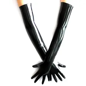 Hete Verkoop Groothandel Sexy Zwart, Rood Latex Lange Mouwen Handschoenen Met Kleuren En Xs, S,M,L, Xl