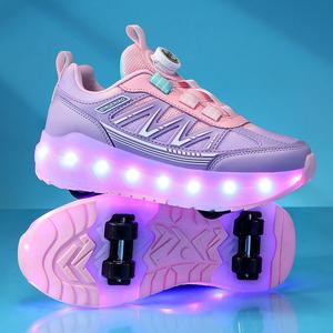 Chaussures de sport <span class=keywords><strong>Oxford</strong></span> confortables pour enfants avec roulettes lumineuses à quatre roues - Product Image 2
