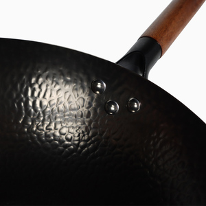 <span class=keywords><strong>Wok</strong></span> plat léger de Londres, traditionnel, martelé, sans PFAS, en acier au carbone, avec manche en bois - Product Image 6