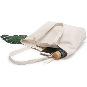 Bolso de compras reutilizable de lona de algodón personalizado blanco liso bordado personalizado - Product Image 2