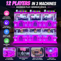 Machine à griffes double couche pour 4 joueurs, à monnayeur, avec éclairage LED néon, machine de jeu d'arcade pour la distribution de peluches
