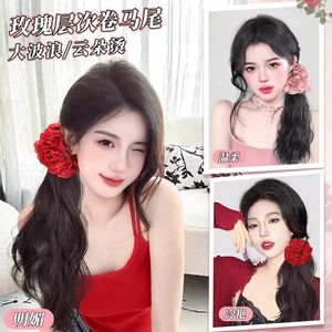 Extensiones de Cabello Ondulado en Capas con Cola de Caballo, de Fibra de Alta Temperatura, Estilo Miss, Tono de Piel Natural, para Cualquier Forma de Rostro - Product Image 2