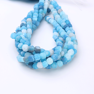 อัญมณีธรรมชาติสำหรับทำเครื่องประดับ หินเจียระไนทรงเหลี่ยมแบบหลวม 2227-ไพไรต์สีทองและอาเกตสีน้ำเงิน คุณภาพดี ขนาด 3 มม. 8 มม. - Product Image 3