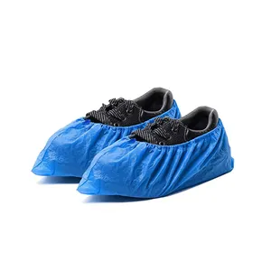 Lot de 100 paires de couvre-chaussures bleus imperméables antidérapants PE/CPE couvre-chaussures jetables en plastique pour l'extérieur.