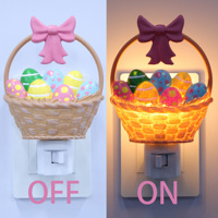 Lampe murale LED en résine, motif panier d'œufs de Pâques avec nœud carré, nouveauté 2026, cadeau de vacances pour la maison, veilleuse avec interrupteur à bascule