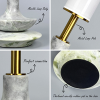 Lampe de table en marbre rechargeable de luxe avec abat-jour en tissu |   Lampe de chevet sans fil décorative moderne pour salon et chambre à coucher