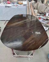 Table basse moderne en granit brun fantaisie à dessus rond pour salon table d'appoint Calacatta personnalisée naturelle de luxe