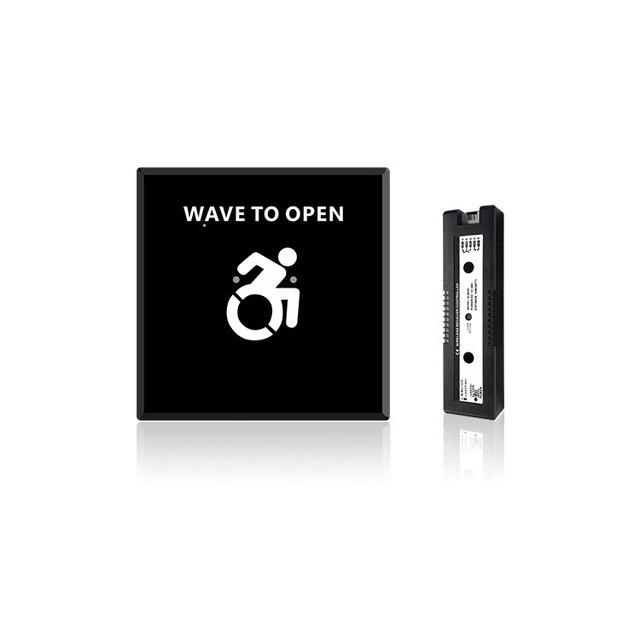 CNB-505BW Request to Exit Hand Motion Sensor No Touch Actuator Automatic Door Controller Wireless Wave Switch with Handicap Logo