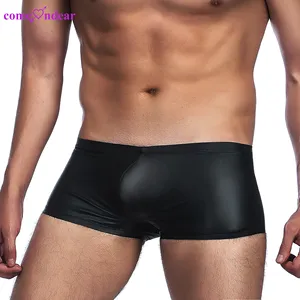 Leather black elastic belt solid boys panty bulk plus size 3xl mens sexy underwear trunks boxer short brief