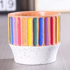 Vendita calda decorazioni per la casa da giardino per interni all'aperto succulenti vasi di fiori in <span class=keywords><strong>ceramica</strong></span> colorati vasi in gres arcobaleno a strisce <span class=keywords><strong>vaso</strong></span> - Product Image 1