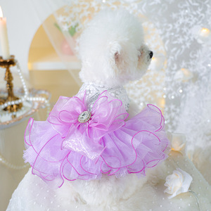 PETCIRCLE Vêtements pour animaux printemps/été, tenues pour chiens et chats, combinaison de robes de mariée féériques et de voiles - Product Image 4