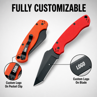 Couteau pliant EDC Fanstoon pour camping et chasse, poignées G10 multicolores, lame Tanto, équipement de coupe portable, logo personnalisé