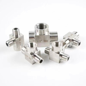 Raccord en T en acier inoxydable NPT 1/4 1/2 pouce 304 haute pression avec filetage interne et externe pour raccord de tuyauterie - Product Image 1