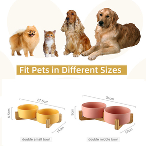 Comedero Doble de Cerámica Personalizado para Gatos, Protección Cervical, 2 Tazones, Antiderrames, Impermeable, Ecológico, para Comida y Agua de Mascotas - Product Image 2