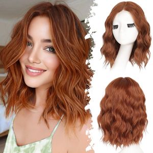 Parrucca Bob Corta Ondulata Ombré Bionda con Riga Laterale, Resistente al Calore, in <span class=keywords><strong>Capelli</strong></span> Sintetici, Direttamente dalla Fabbrica, per Donne Europee, Vendita all'Ingrosso - Product Image 4