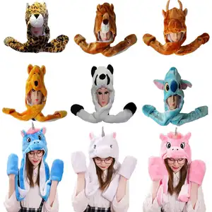 AIMINYZ sevimli şapka hayvan sonbahar ve kış Veeny kutup ayısı Panda dikiş Unicorn Tianma yetişkin çocuk parti Cosplay kap sıcak şapka