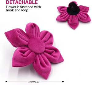 XL y juego de correa con flor, collar de perro ajustable Rosa rojo Veet boda cumpleaños niña para perros grandes - Product Image 5