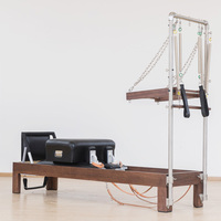 Machine de Pilates Reformer demi-tрапèze réglable avec logo personnalisé, multifonctionnelle, en bois de noyer, pour usage commercial, tour écologique