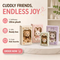 Boîte à jouets en peluche de luxe haut de gamme avec fenêtre transparente, emballage personnalisé auto-assemblable avec logo, prêt à la vente pour cadeaux d'animaux en peluche